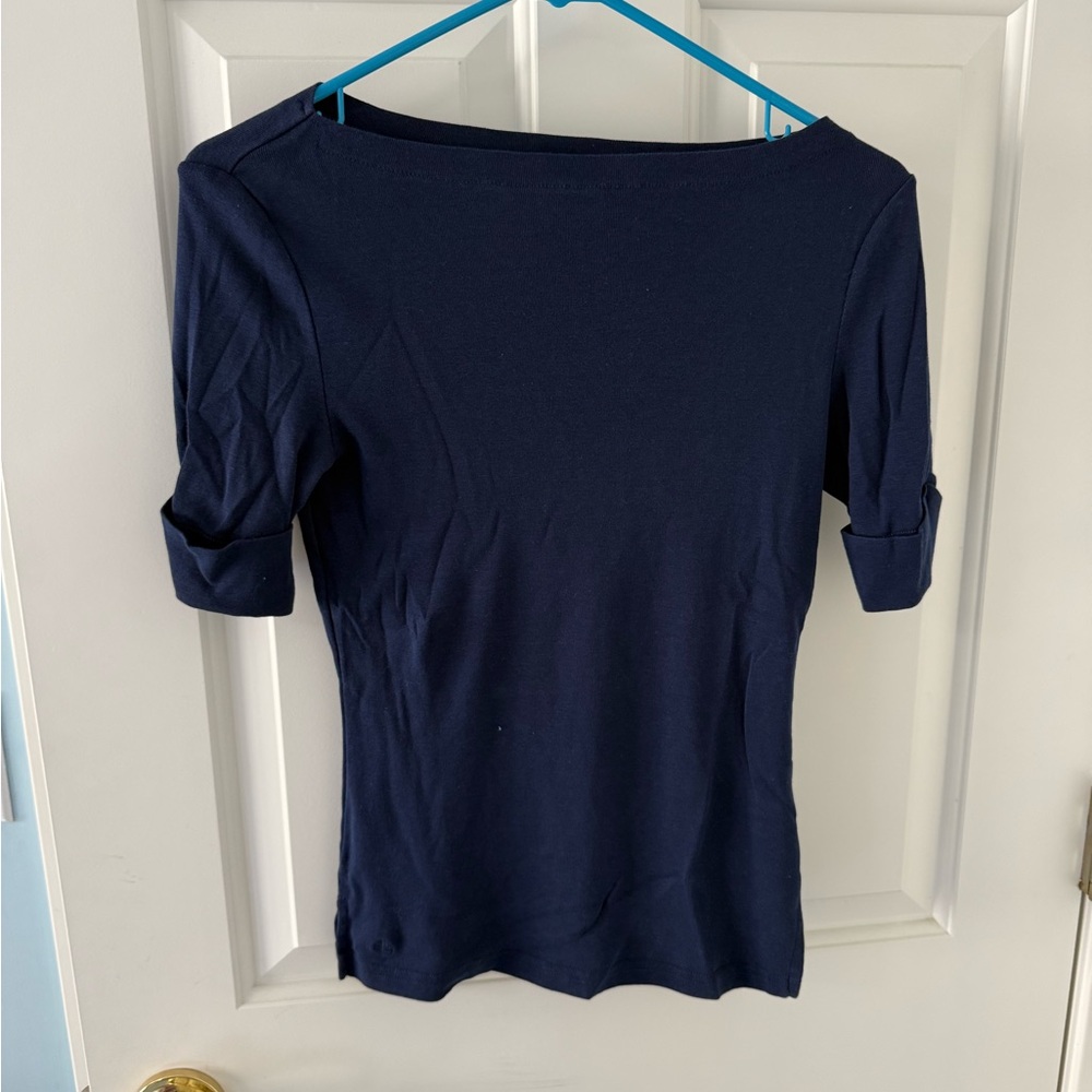 Lauren Ralph Lauren Quarter Sleeve Navy Top